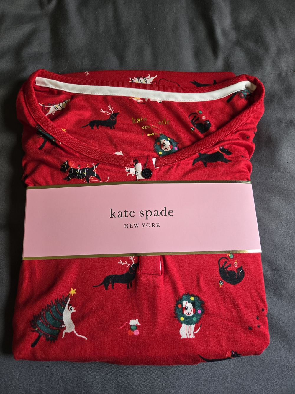 kate spade Red Holiday Animal Print Pajama Set